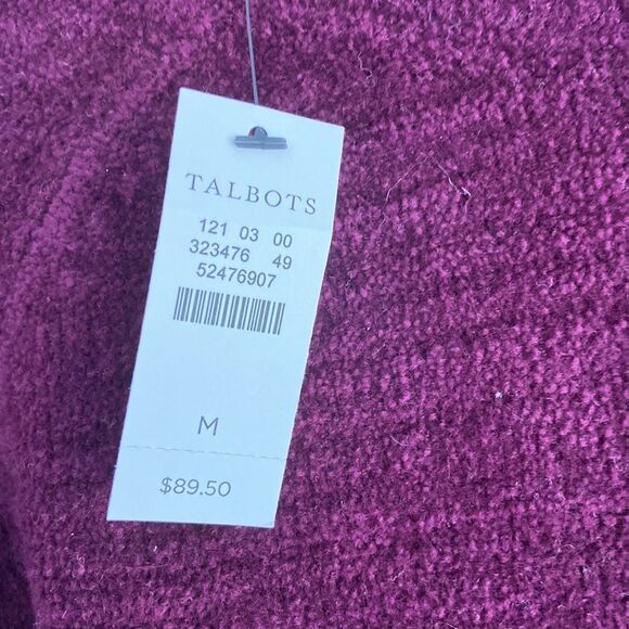 NWT Talbots Sz M Purple Fuzzy Soft Knit Merino Wool Blend Relaxed Tunic Sweater - Picture 4 of 9